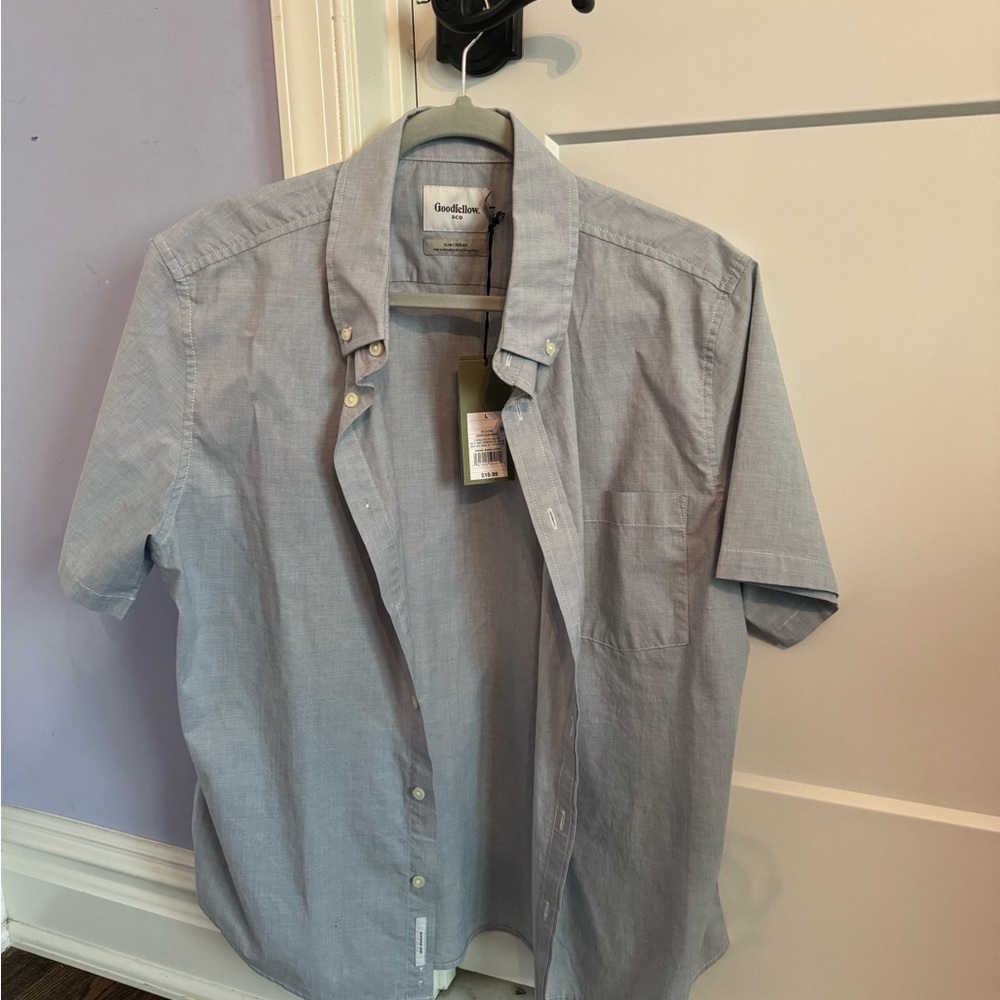 Good fellow light blue button down tshirt